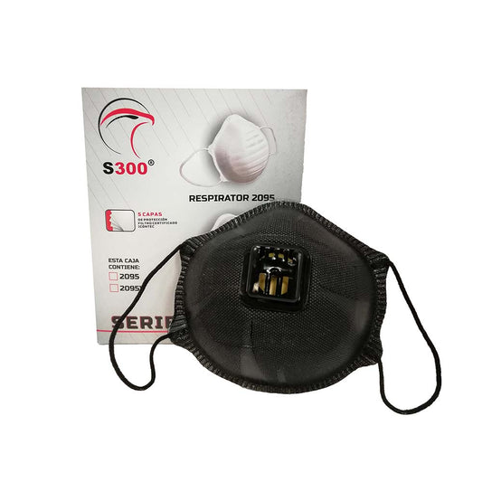 RESPIRADOR CONTRA PARTICULAS 2095 V NEGRO CON VALVULA - CAJA X 10