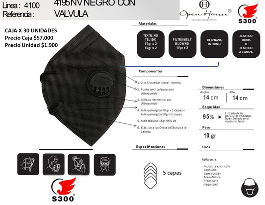 RESPIRADOR CONTRA PARTICULAS  4195V  CON VALVULA - CAJA X 25