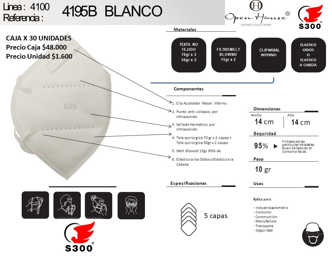 RESPIRADOR CONTRA PARTICULAS  4195- CAJA X 30