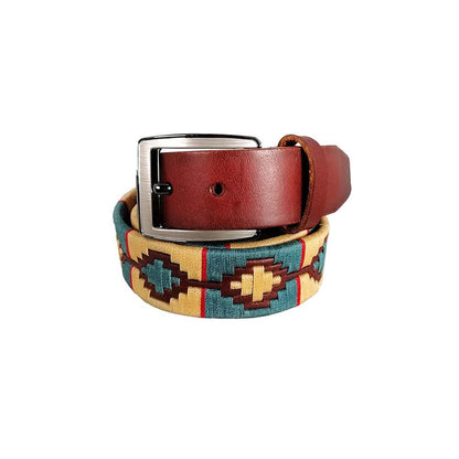 Cinturón de cuero con tejido artesanal Unisex