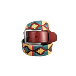 Load image into Gallery viewer, Unisex leather belt with handmade fabric.
