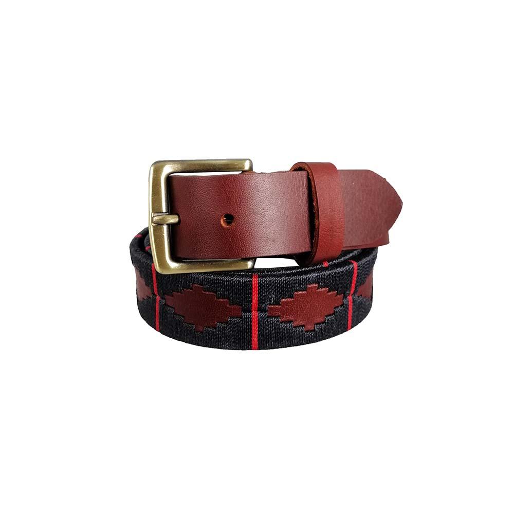 Unisex leather belt with handmade fabric.