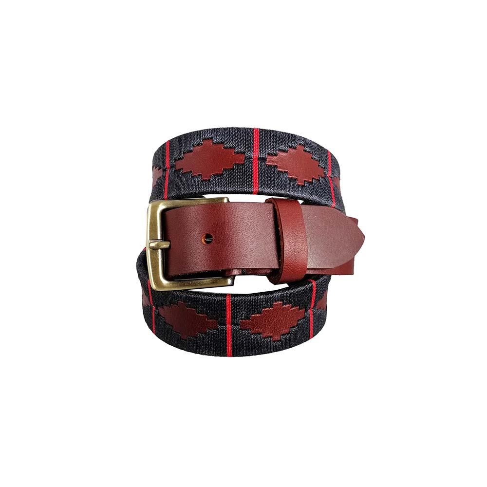 Unisex leather belt with handmade fabric.