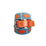 Load image into Gallery viewer, Unisex leather belt with handmade fabric.
