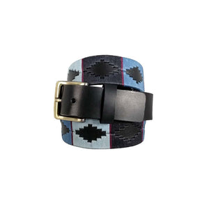 Unisex leather belt with handmade fabric.