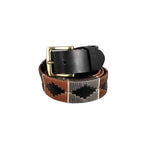 Load image into Gallery viewer, Unisex leather belt with handmade fabric.
