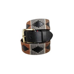 Load image into Gallery viewer, Unisex leather belt with handmade fabric.
