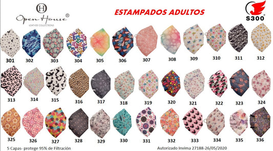 RESPIRADOR  4195 ADULTOS  ESTAMPADOS CAJA X 30 UNIDADES ELÁSTICO A LAS OREJAS.