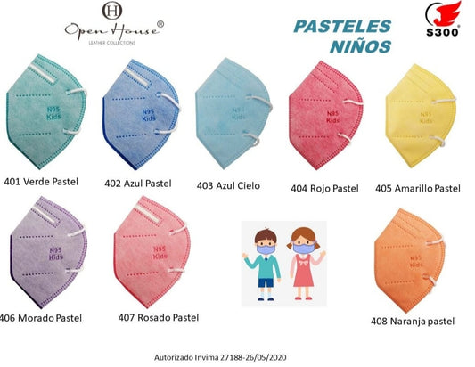 RESPIRADOR  4195 NIÑOS COLORES PASTELES CAJA X 30 UNID