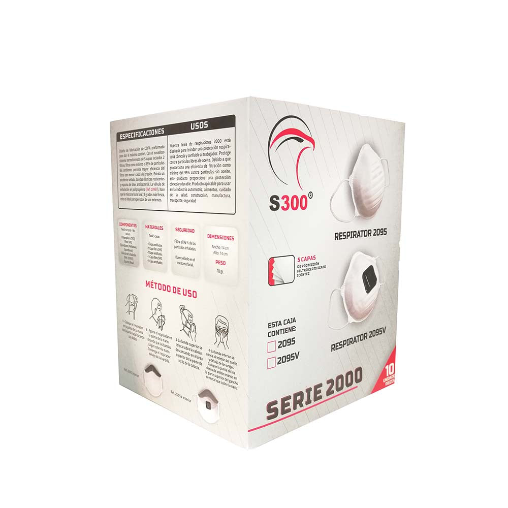 2095 V BLACK PARTICLE RESPIRATOR WITH VALVE - BOX OF 10