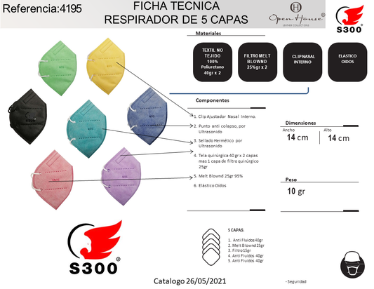 RESPIRADOR  4195 ADULTOS  ESTAMPADOS CAJA X 30 UNIDADES ELÁSTICO A LAS OREJAS.